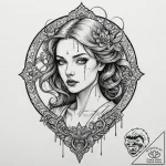 A neo-traditional tattoo of eleven with a blo… – tattoo sketch (№1751128127_0, 28.06.2025 16:28) — tattoovalue.net