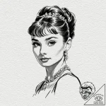 A neo-traditional tattoo of audrey hepburn as… – tattoo sketch (№1751128547_0, 28.06.2025 16:35) — tattoovalue.net