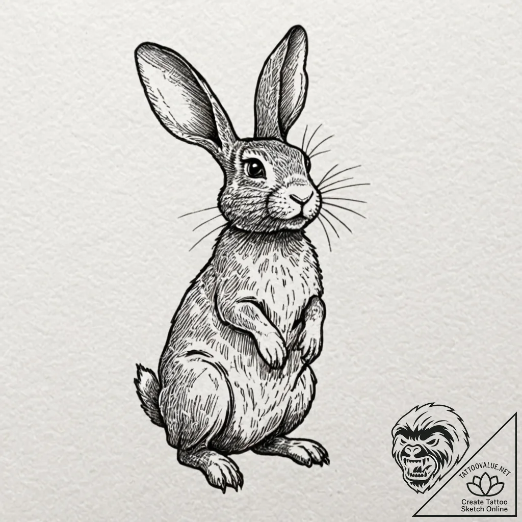 A linework tattoo of the killer rabbit from m... - tattoo sketch (№1751128656_0, 28.06.2025 16:37) — tattoovalue.net