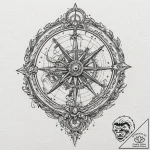 Sextant, tattoo sketch design, on textured ar… – tattoo sketch (№1751128765_0, 28.06.2025 16:39) — tattoovalue.net