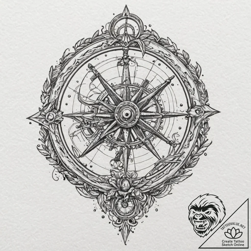 Sextant, tattoo sketch design, on textured ar... - tattoo sketch (№1751128765_0, 28.06.2025 16:39) — tattoovalue.net