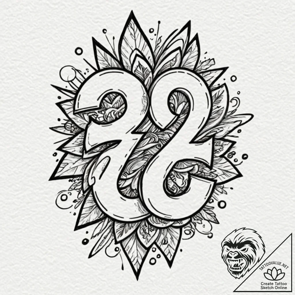 Numbers (as elements), tattoo flash sheet des... - tattoo sketch (№1751129401_0, 28.06.2025 16:50) — tattoovalue.net