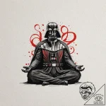 Watercolor sketch of darth vader meditating,… – tattoo sketch (№1751129510_0, 28.06.2025 16:51) — tattoovalue.net