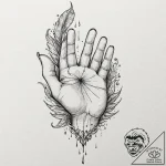 A hand writing with a quill that drips blood,… – tattoo sketch (№1751129729_0, 28.06.2025 16:55) — tattoovalue.net