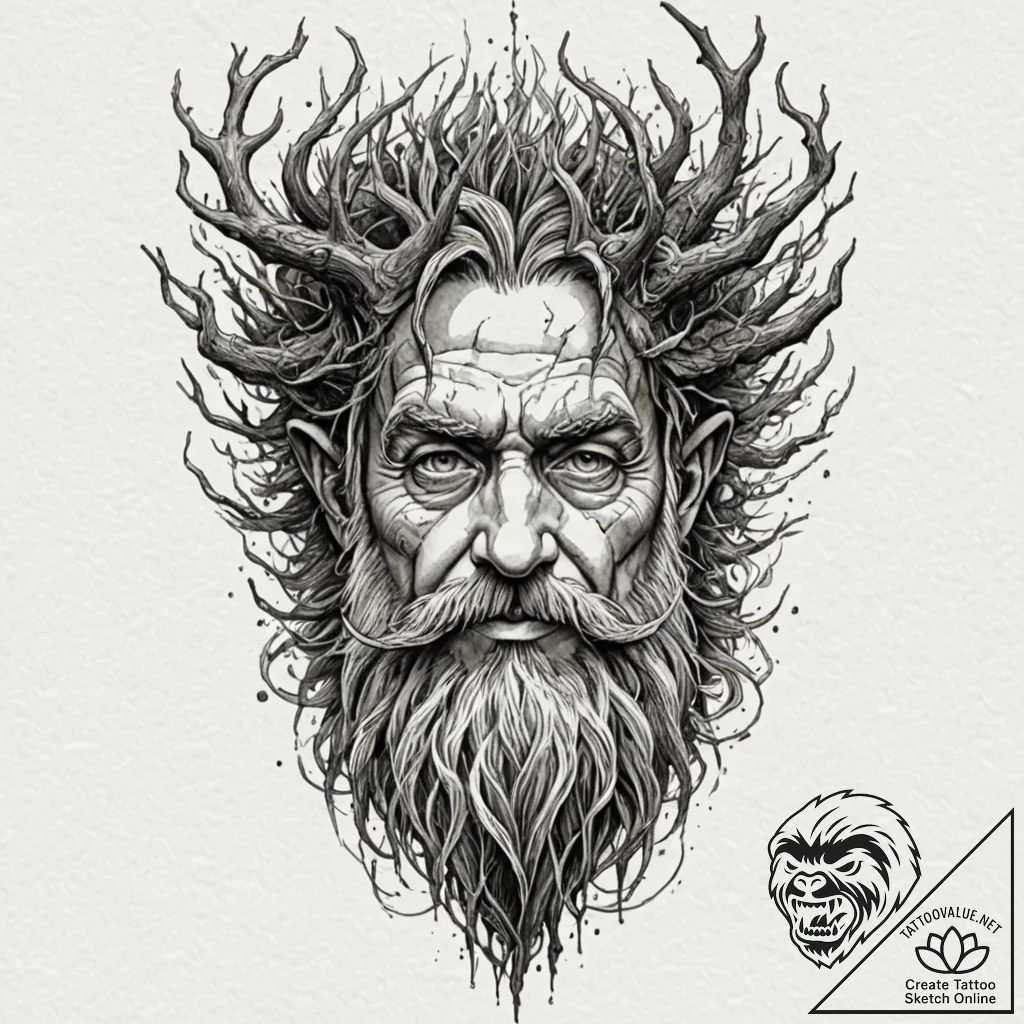 A sketch of treebeard the ent, ancient and wi... - tattoo sketch (№1751129848_0, 28.06.2025 16:57) — tattoovalue.net