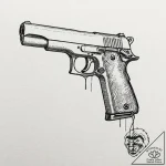 Pistol, tattoo flash sheet design, stylized i… – tattoo sketch (№1751130661_0, 28.06.2025 17:11) — tattoovalue.net