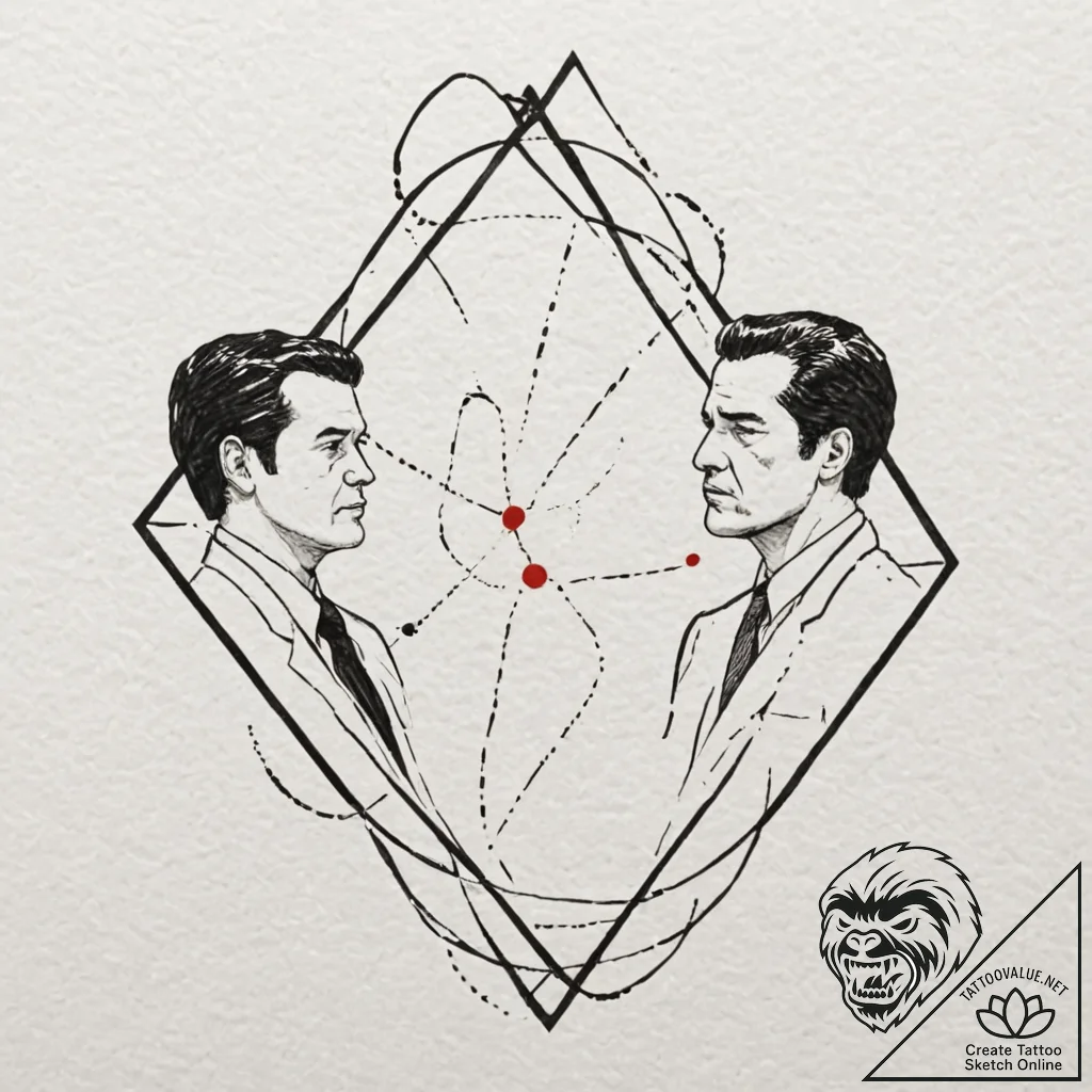 A linework tattoo of the interconnected timel... - tattoo sketch (№1751130991_0, 28.06.2025 17:16) — tattoovalue.net