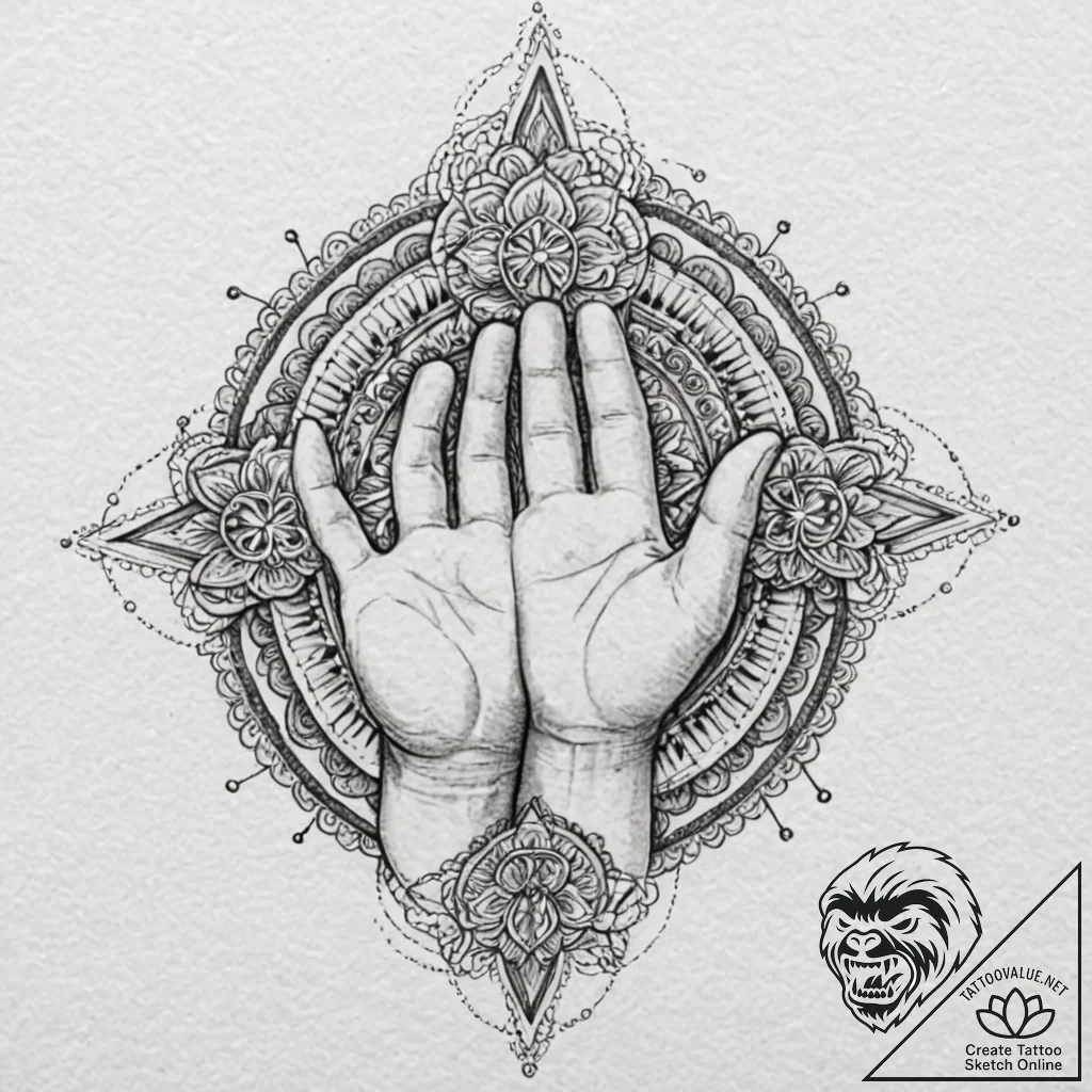 A linework tattoo of the puppeteer's hand wit... - tattoo sketch (№1751131098_0, 28.06.2025 17:18) — tattoovalue.net