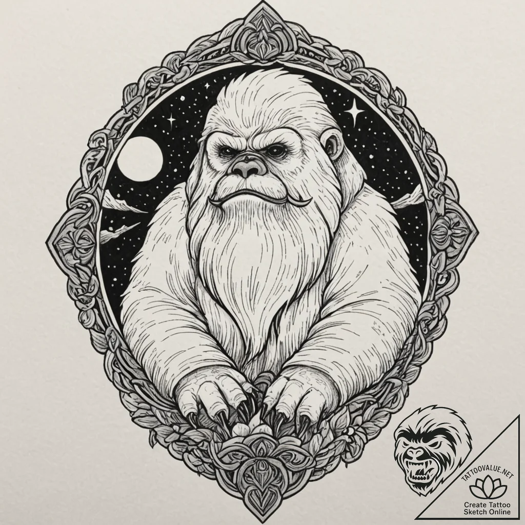 A neo-traditional design of a wampa from hoth... - tattoo sketch (№1751131214_0, 28.06.2025 17:20) — tattoovalue.net