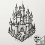 Medieval castle siege, tattoo flash sheet des… – tattoo sketch (№1751131798_0, 28.06.2025 17:29) — tattoovalue.net
