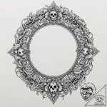 Skull in mirror, tattoo drawing outline, blac… – tattoo sketch (№1751132561_0, 28.06.2025 17:42) — tattoovalue.net