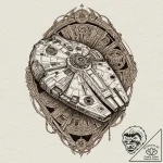 The millennium falcon, artistic tattoo sketch… – tattoo sketch (№1751132785_0, 28.06.2025 17:46) — tattoovalue.net