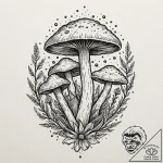Bioluminescent fungi, ink illustration for ta… – tattoo sketch (№1751133201_0, 28.06.2025 17:53) — tattoovalue.net