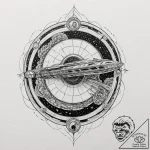 Trash polka tattoo of the millennium falcon e… – tattoo sketch (№1751133323_0, 28.06.2025 17:55) — tattoovalue.net