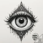 Trash polka style tattoo of the eye of sauron… – tattoo sketch (№1751133508_0, 28.06.2025 17:58) — tattoovalue.net