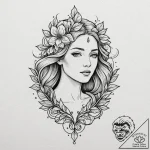 Persephone with a pomegranate, tattoo flash s… – tattoo sketch (№1751133608_0, 28.06.2025 18:00) — tattoovalue.net