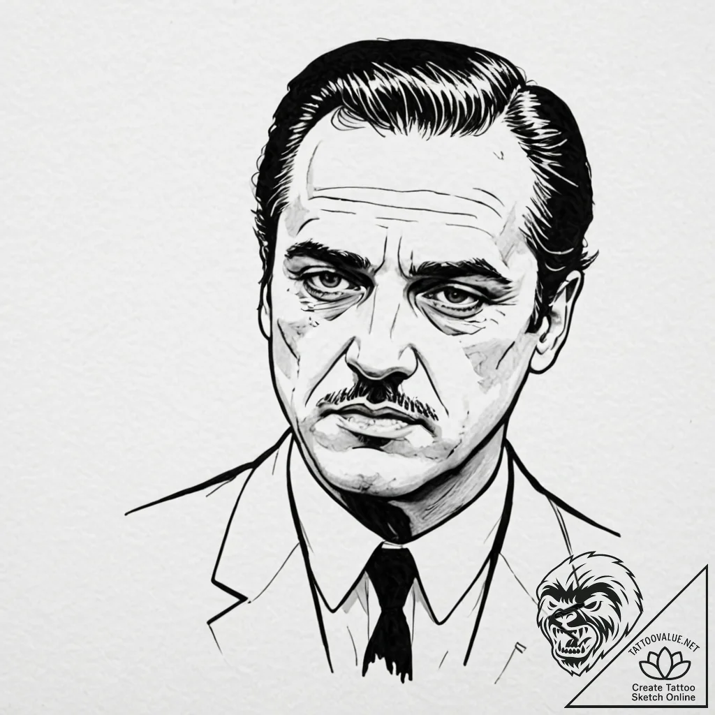 A graphic novel portrait of fredo corleone, w... - tattoo sketch (№1751133932_0, 28.06.2025 18:05) — tattoovalue.net