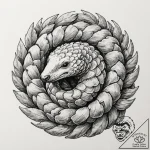 A pangolin curled up, artistic tattoo sketch,… – tattoo sketch (№1751134146_0, 28.06.2025 18:09) — tattoovalue.net