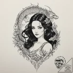 A neo-traditional portrait of a beautiful and… – tattoo sketch (№1751134356_0, 28.06.2025 18:12) — tattoovalue.net