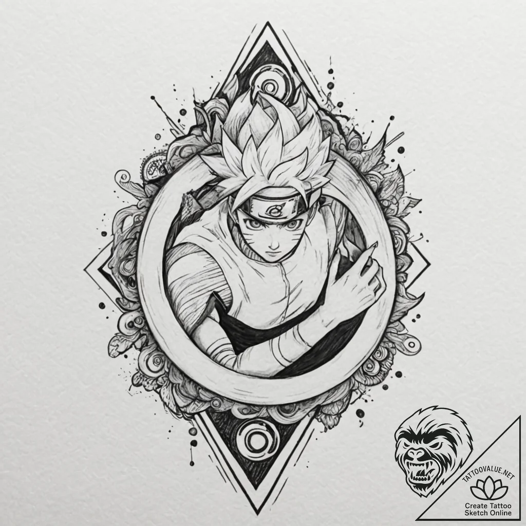 A sketch of naruto uzumaki, with his rasengan... - tattoo sketch (№1751134460_0, 28.06.2025 18:14) — tattoovalue.net