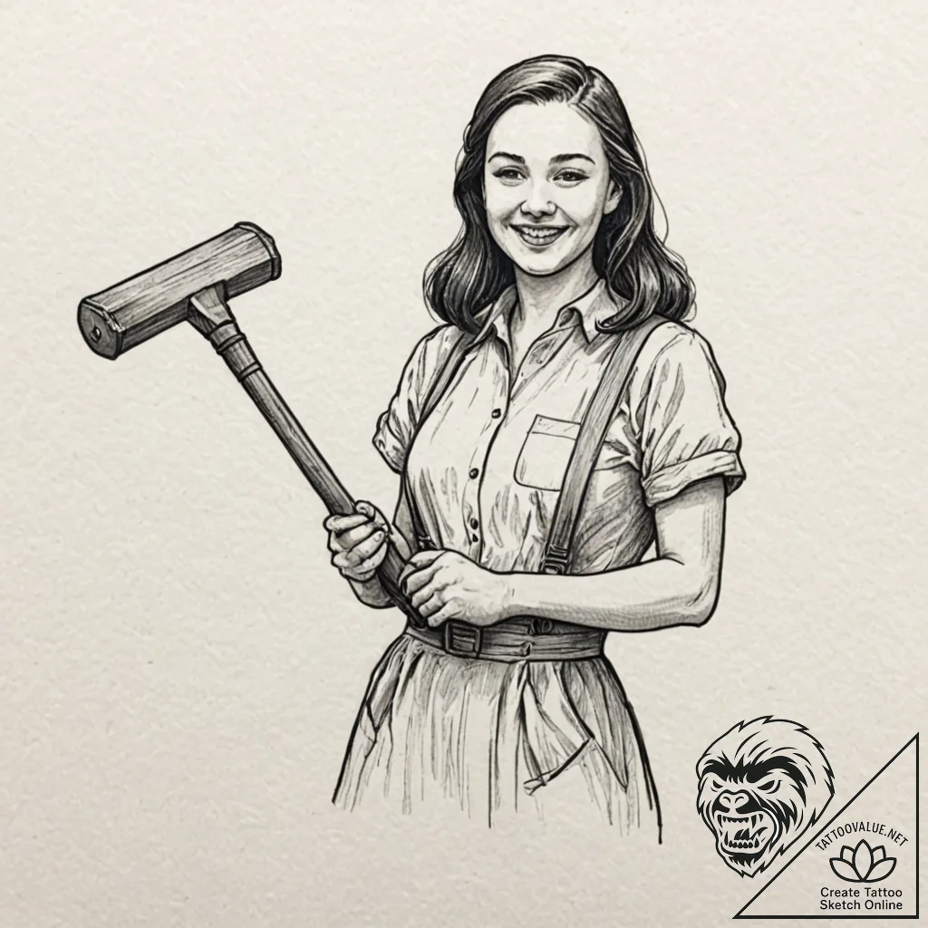 A sketch of annie wilkes from misery, with he... - tattoo sketch (№1751134574_0, 28.06.2025 18:16) — tattoovalue.net