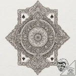 Playing cards, artistic tattoo sketch, sepia… – tattoo sketch (№1751134683_0, 28.06.2025 18:18) — tattoovalue.net