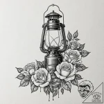 An antique lantern casting long shadows, tatt… – tattoo sketch (№1751135439_0, 28.06.2025 18:30) — tattoovalue.net