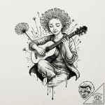 A sketch of jaskier (dandelion) playing his l… – tattoo sketch (№1751135552_0, 28.06.2025 18:32) — tattoovalue.net