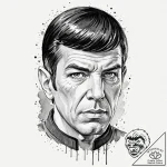 A sketch of spock, with a raised eyebrow, “fa… – tattoo sketch (№1751135988_0, 28.06.2025 18:39) — tattoovalue.net