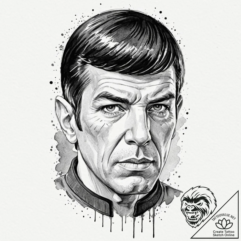 A sketch of spock, with a raised eyebrow, "fa... - tattoo sketch (№1751135988_0, 28.06.2025 18:39) — tattoovalue.net