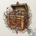 A neo-traditional design of a treasure chest,… – tattoo sketch (№1751136089_0, 28.06.2025 18:41) — tattoovalue.net