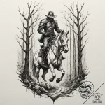 A trash polka tattoo of the headless horseman… – tattoo sketch (№1751136305_0, 28.06.2025 18:45) — tattoovalue.net