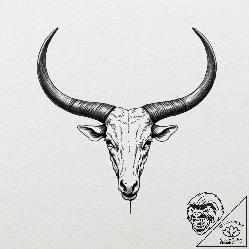 Horns, ink illustration for tattoo, masterpie... - tattoo sketch (№1751136636_0, 28.06.2025 18:50) — tattoovalue.net