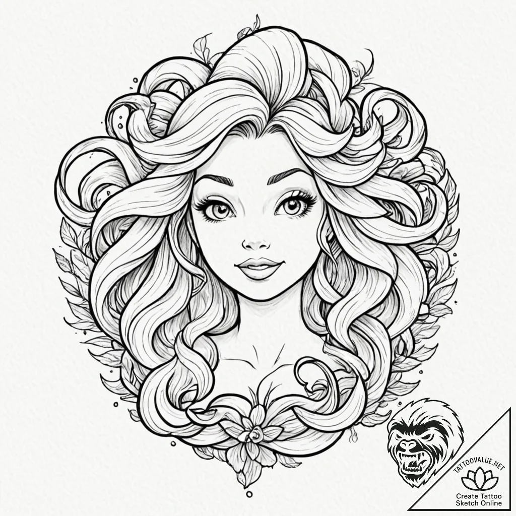 A neo-traditional tattoo of ursula from the l... - tattoo sketch (№1751136847_0, 28.06.2025 18:54) — tattoovalue.net