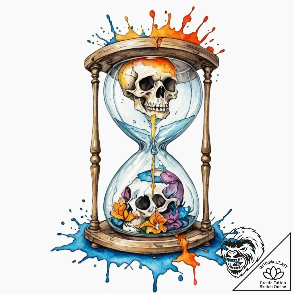A memento mori still life (skull, hourglass,... - tattoo sketch (№1751137205_0, 28.06.2025 19:00) — tattoovalue.net