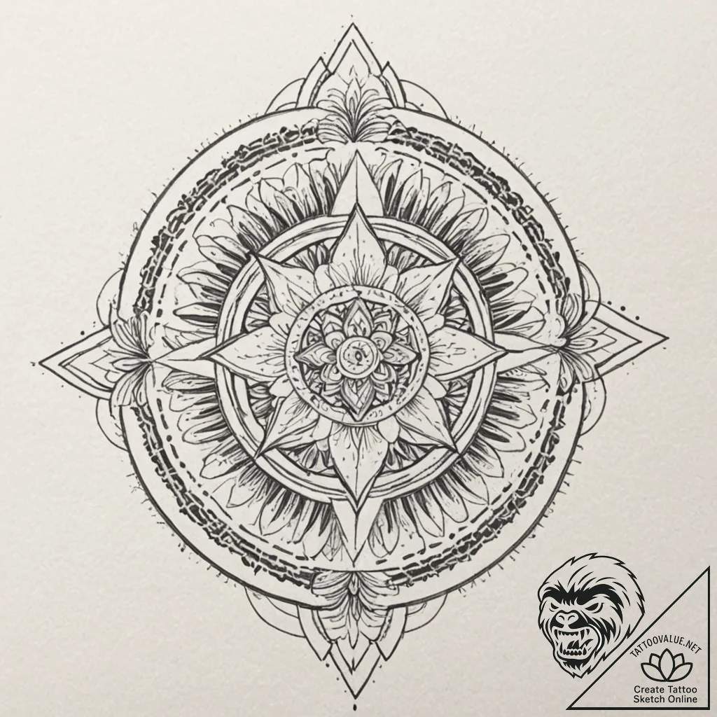 Elven archer, tattoo line art, muted color pa... - tattoo sketch (№1751137302_0, 28.06.2025 19:01) — tattoovalue.net