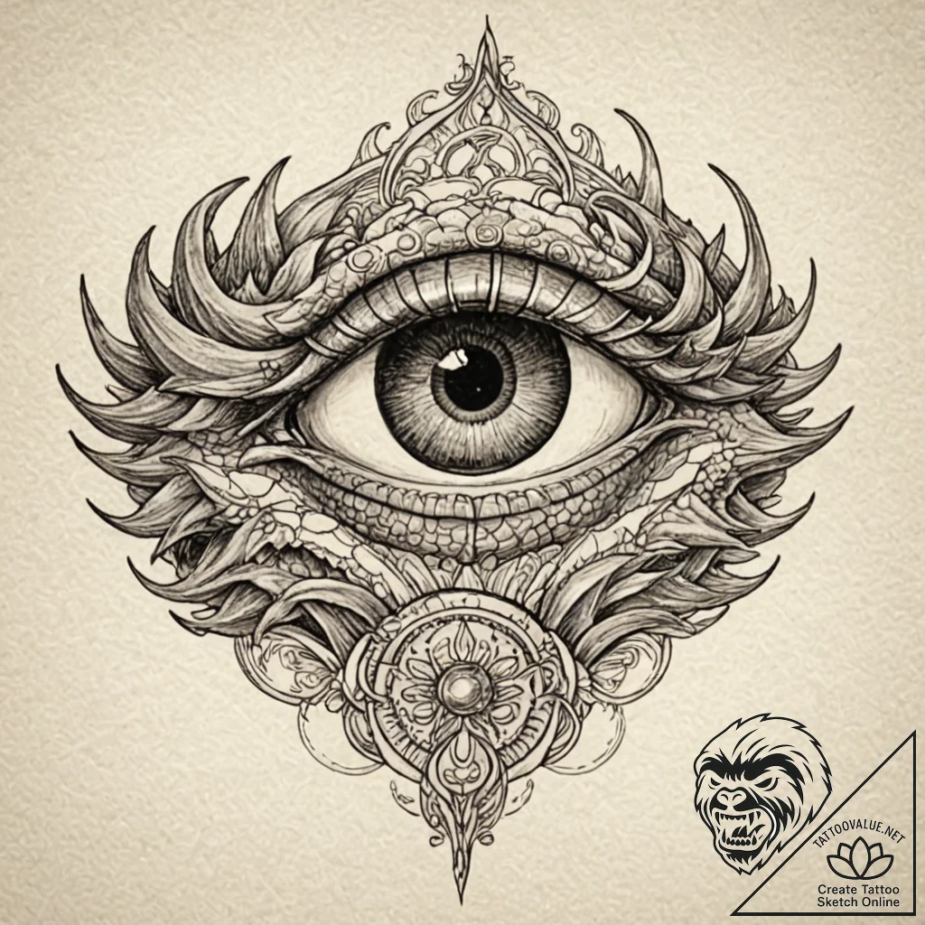 Dragon's eye (closeup), concept art for tatto... - tattoo sketch (№1751137949_0, 28.06.2025 19:12) — tattoovalue.net