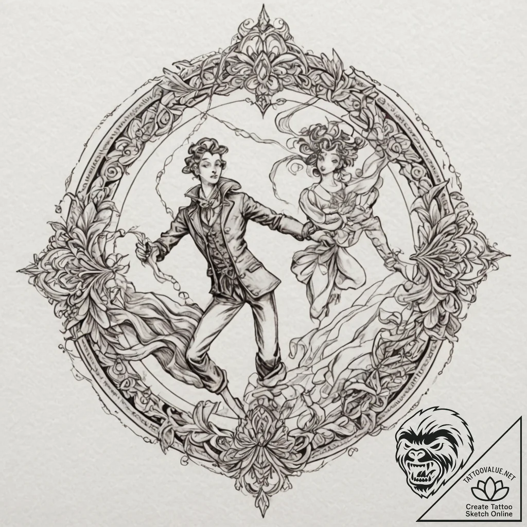 Puppeteer, tattoo sketch design, moderately d... - tattoo sketch (№1751138072_0, 28.06.2025 19:14) — tattoovalue.net