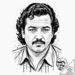 A trash polka portrait of pablo escobar from… – tattoo sketch (№1751138257_0, 28.06.2025 19:17) — tattoovalue.net