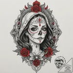 Santa muerte, tattoo flash sheet design, high… – tattoo sketch (№1751138588_0, 28.06.2025 19:23) — tattoovalue.net