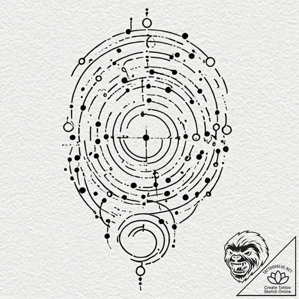 Morse code message, tattoo line art, neo trad... - tattoo sketch (№1751138885_0, 28.06.2025 19:28) — tattoovalue.net