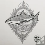 A neo-traditional tattoo of the red shark con… – tattoo sketch (№1751140014_0, 28.06.2025 19:46) — tattoovalue.net