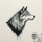 A wolf silhouette filled with a mountain rang… – tattoo sketch (№1751140241_0, 28.06.2025 19:50) — tattoovalue.net