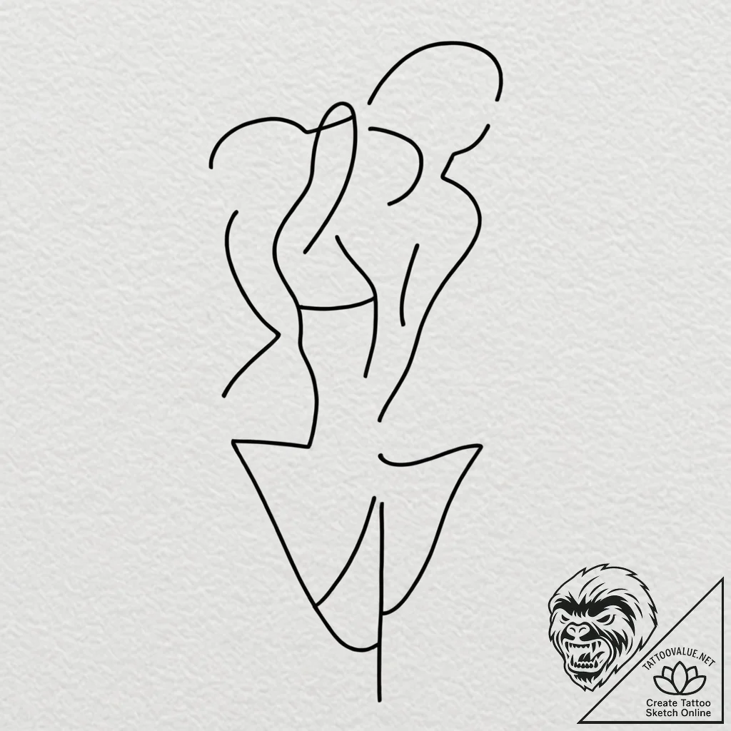 A linework tattoo of the whisper scene at the... - tattoo sketch (№1751140452_0, 28.06.2025 19:54) — tattoovalue.net