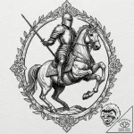 Knight jousting, tattoo flash sheet design, l… – tattoo sketch (№1751141294_0, 28.06.2025 20:08) — tattoovalue.net