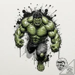 A trash polka sketch of the hulk, mid-smash,… – tattoo sketch (№1751141737_0, 28.06.2025 20:15) — tattoovalue.net