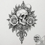 A minimalist tattoo of a single golden scisso… – tattoo sketch (№1751141859_0, 28.06.2025 20:17) — tattoovalue.net