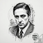 A trash polka composition of michael corleone… – tattoo sketch (№1751141967_0, 28.06.2025 20:19) — tattoovalue.net