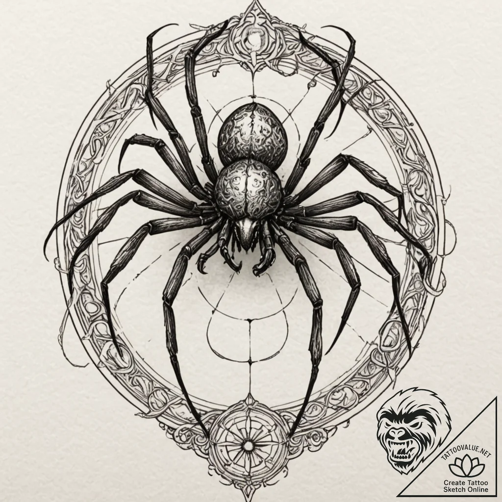 A sketch of shelob the spider, lurking in her... - tattoo sketch (№1751142431_0, 28.06.2025 20:27) — tattoovalue.net