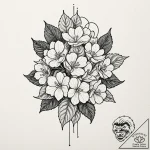 Hydrangea, tattoo drawing outline, black outl… – tattoo sketch (№1751142751_0, 28.06.2025 20:32) — tattoovalue.net